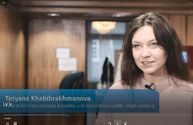Ein Screenshot zeigt Tetyana Khabibrakhmanova aus Lwiw.